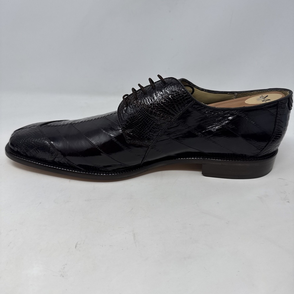 Belvedere Studio Genuine Eel Skin Men's Dress shoes - 14D Brown New In Box!! - Picture 5 of 14